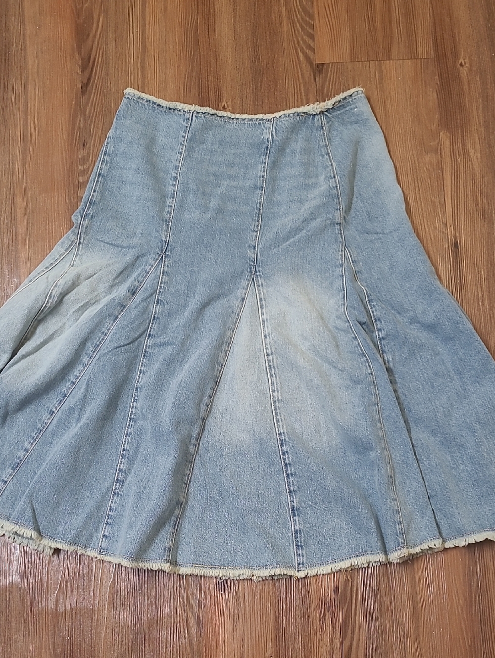 Mango Light Blue Panelled Denim A-Line Skirt
